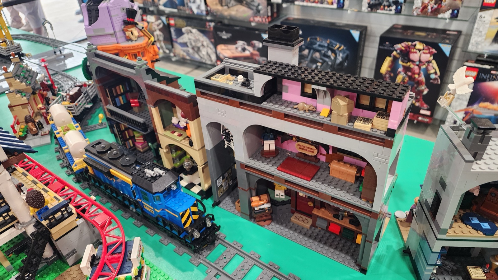 Diagon Alley and Harry Potter section with train tracks