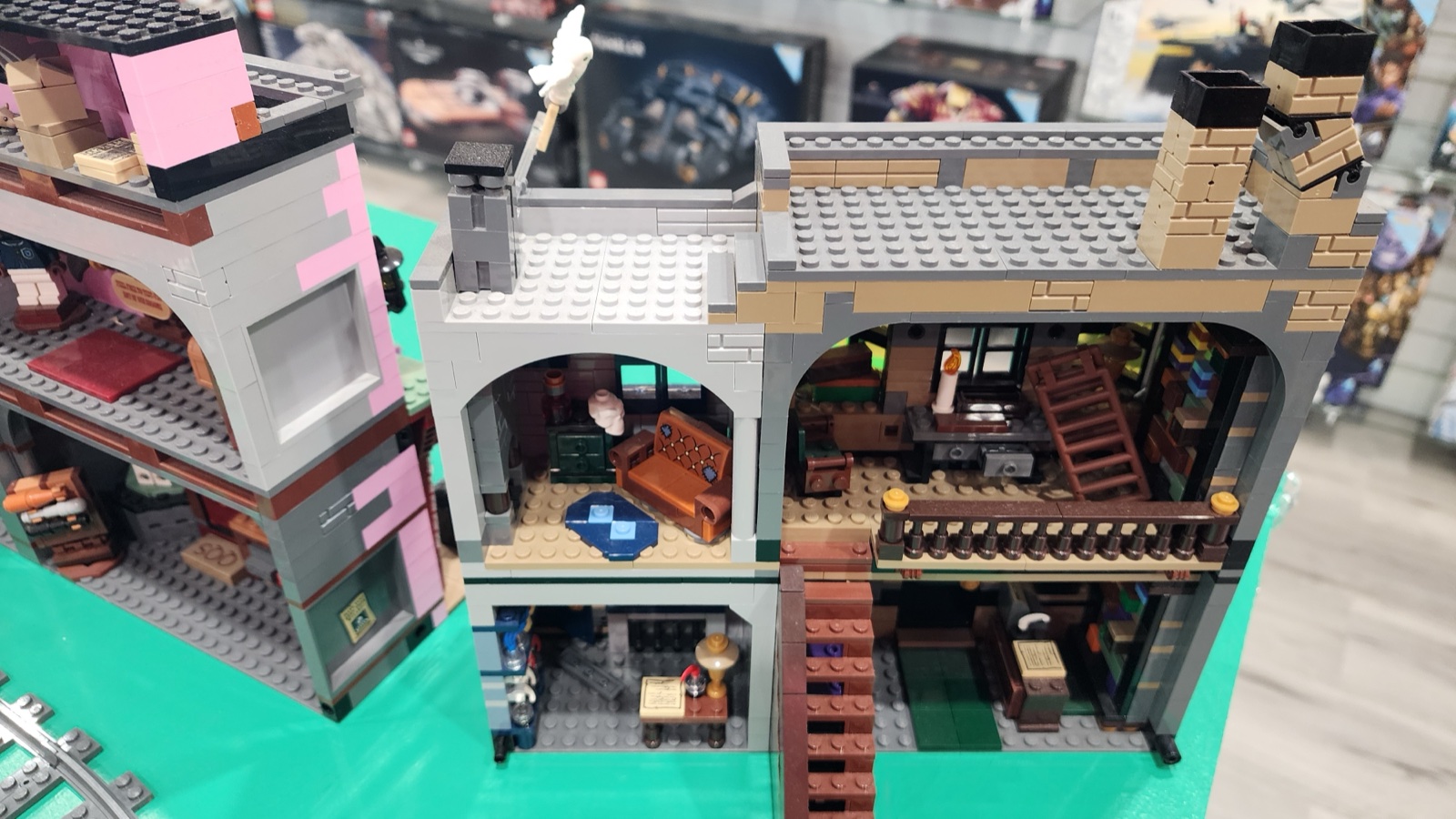 Close-up of the modular building interiors  -  detailed rooms and furniture